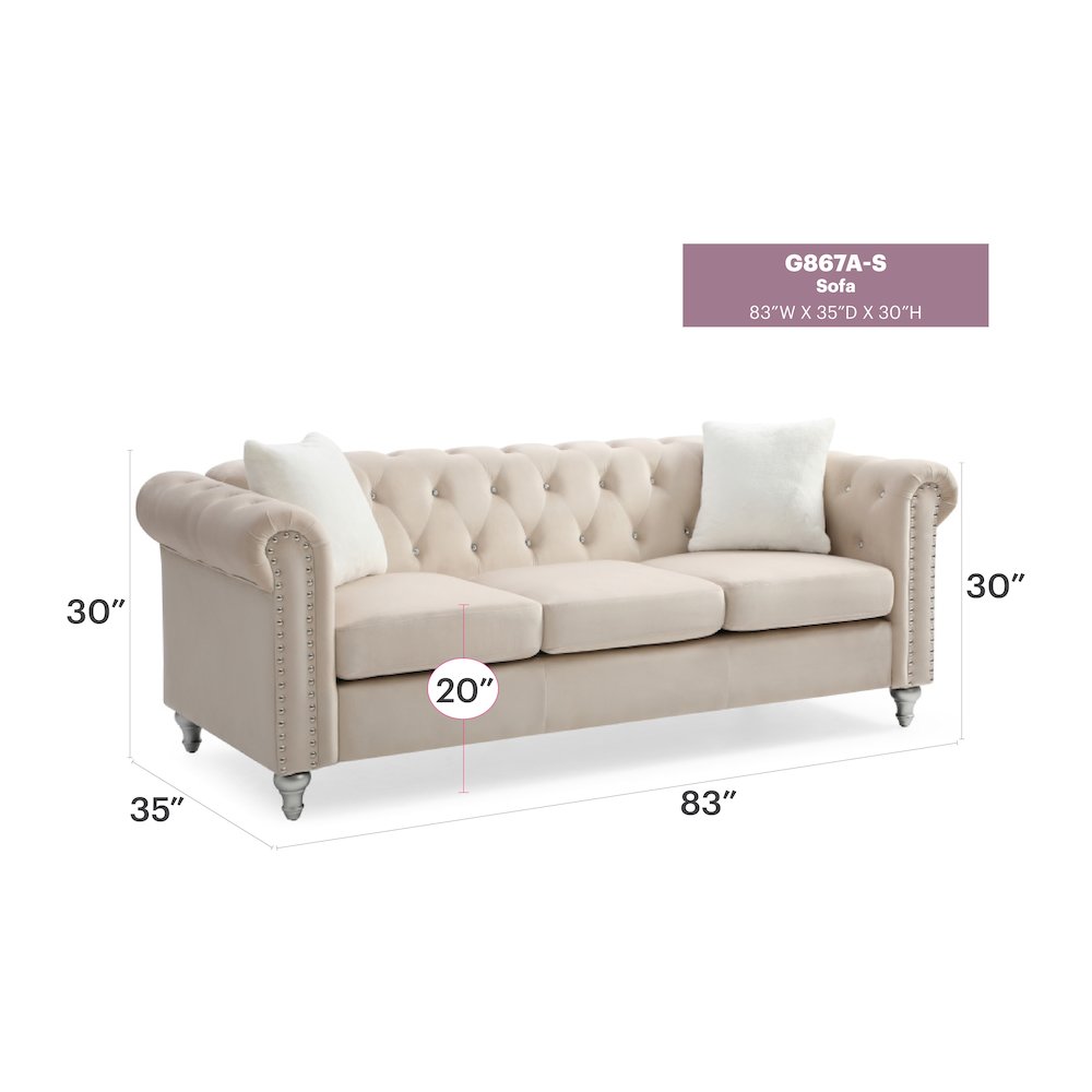 Glory Furniture Raisa Sofa in Beige Color. Picture 6
