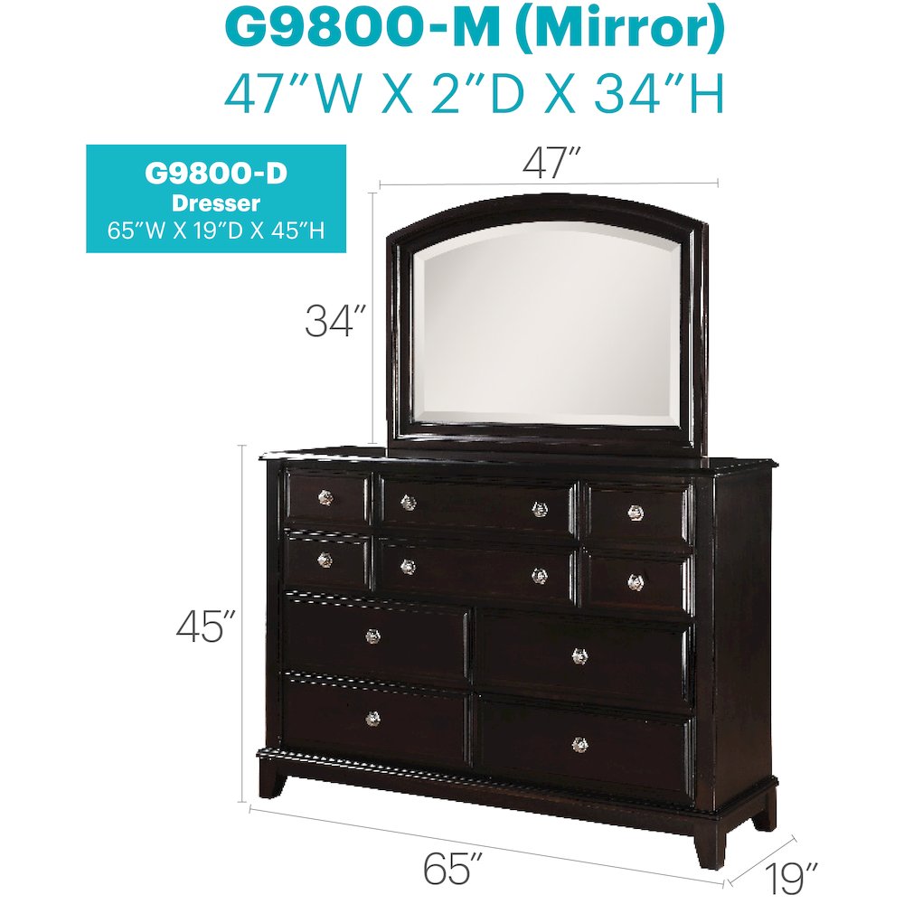 Glory Furniture Ashford Dresser in Cappuccino Color. Picture 8