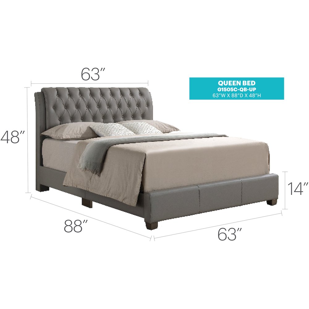 Glory Furniture Marilla Full Bed in Light Grey Color. Picture 1