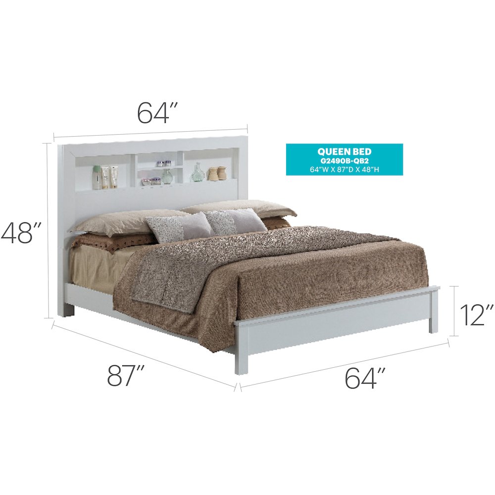 Glory Furniture Burlington Queen Bed in White Color. Picture 7