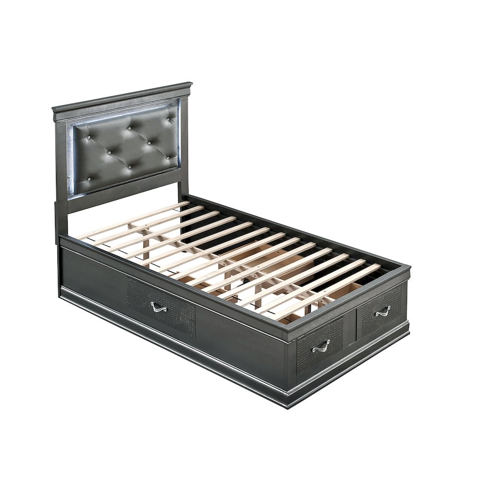 Glory Furniture Lorana Twin Bed, Gunmetal Gray Color. Picture 2