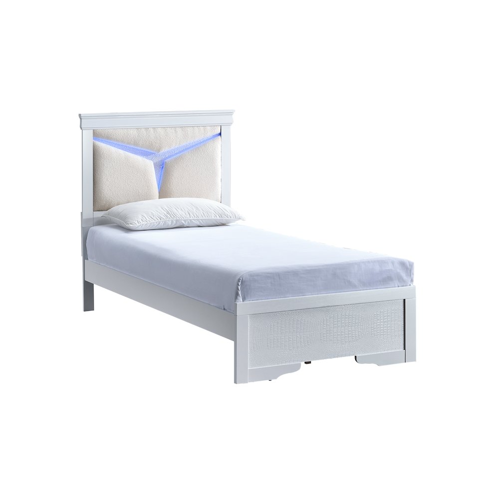 Glory Furniture Lorana Twin Bed, Sparkling White Color. Picture 1