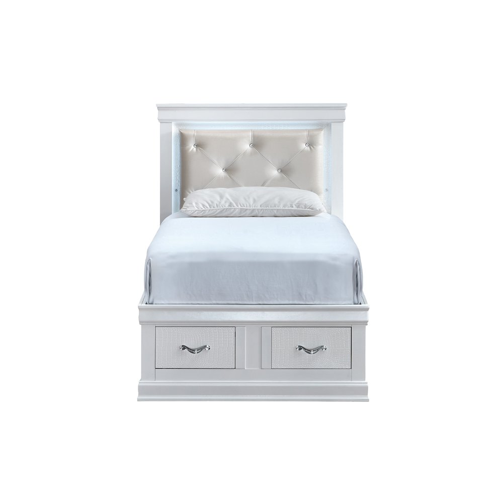Glory Furniture Lorana Twin Bed, Sparkling White Color. Picture 6