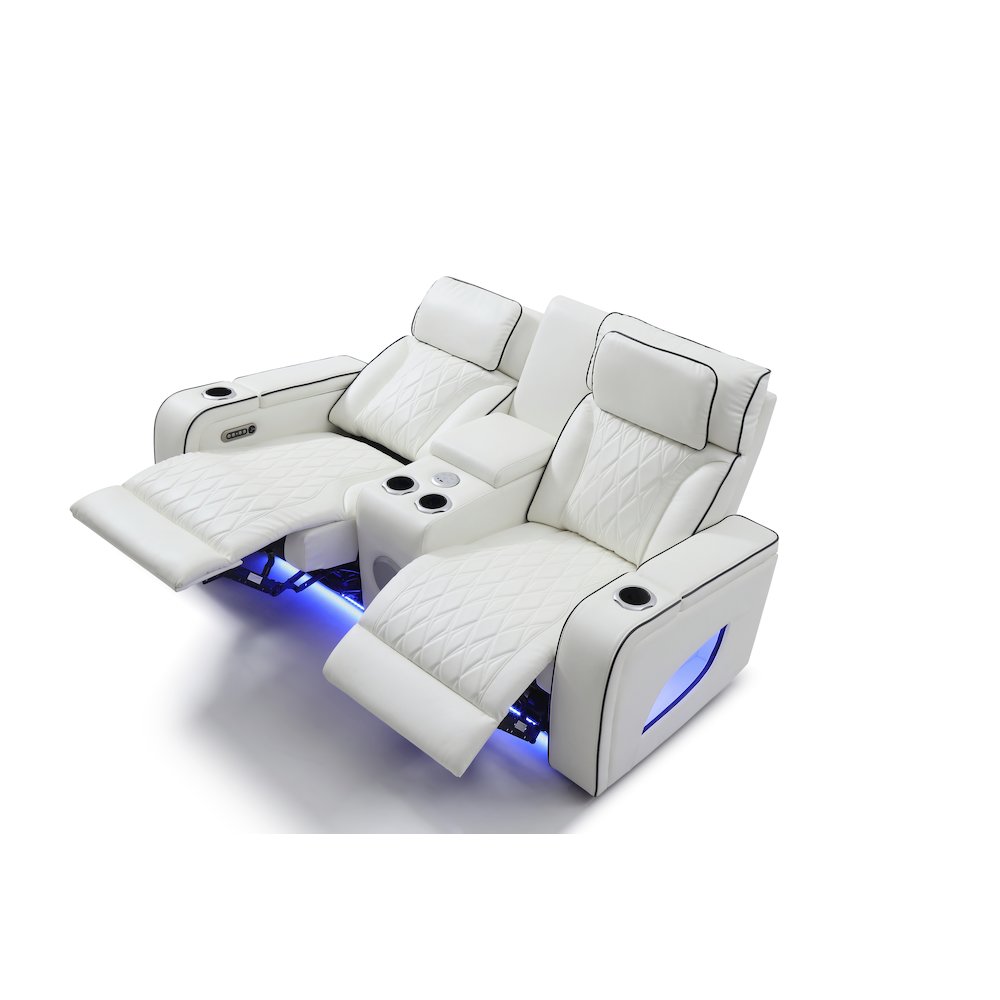 Glory Furniture Lumin Reclining Loveseat, White. Picture 3