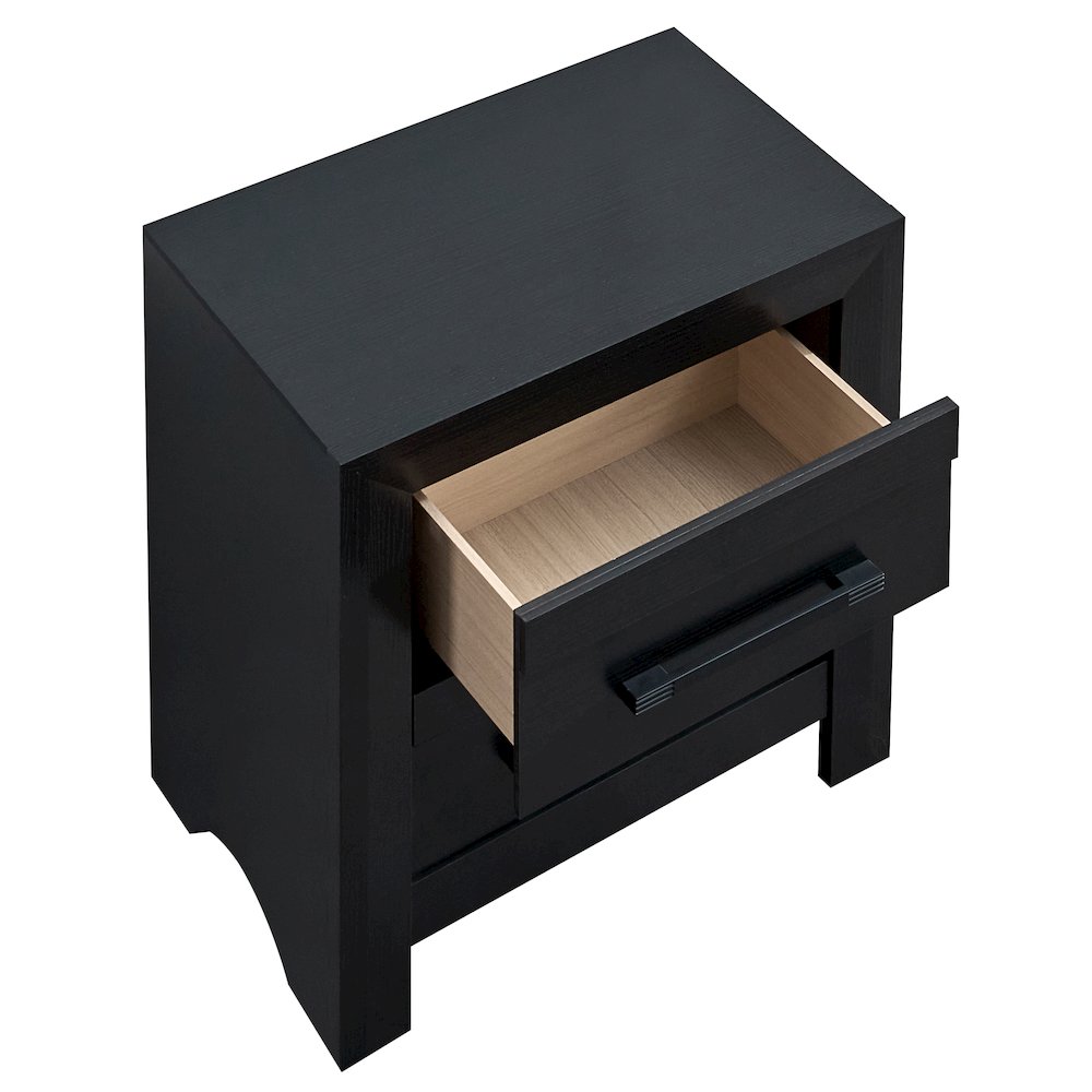 Nightstand with 2 Dovetail Drawers, Fully Assembled Bedside Table Bedroom, Black. Picture 4