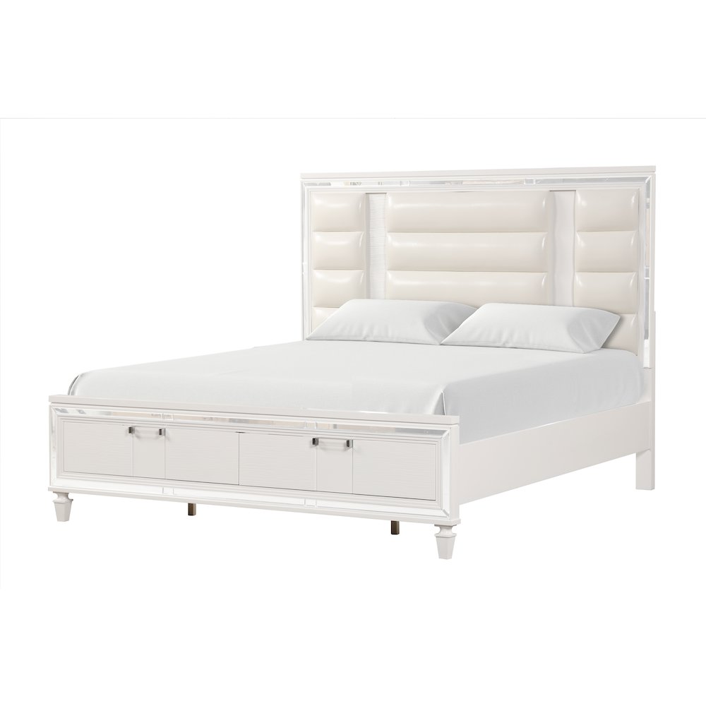 Glory Furniture Genoa Queen Bed, Sparkling White. Picture 1