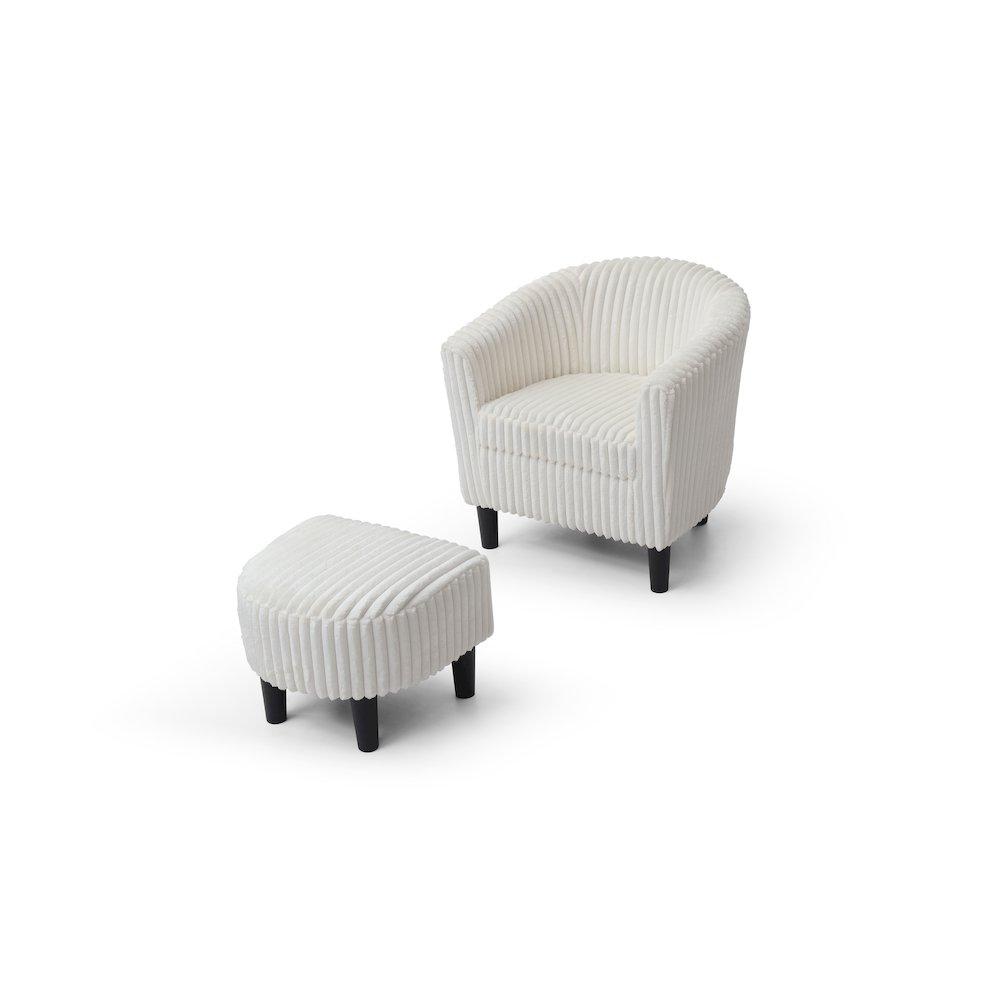 Accent Chair with Ottoman Set, Compact Lounge Chair for Bedroom, White. Picture 4