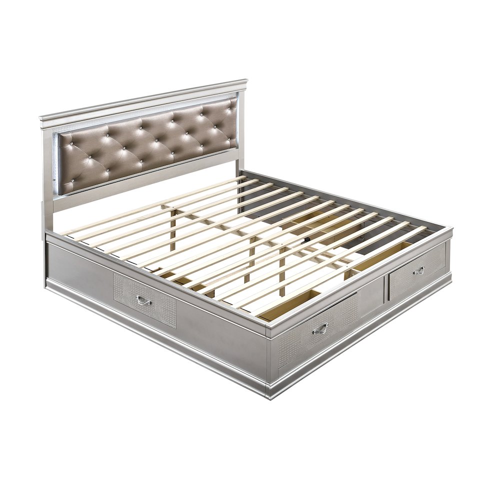 Glory Furniture Lorana King Bed, Silver Champagne Color. Picture 2