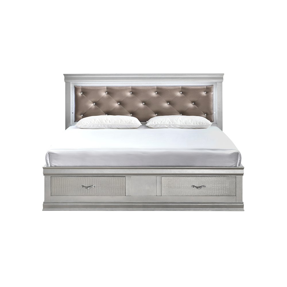 Glory Furniture Lorana King Bed, Silver Champagne Color. Picture 5