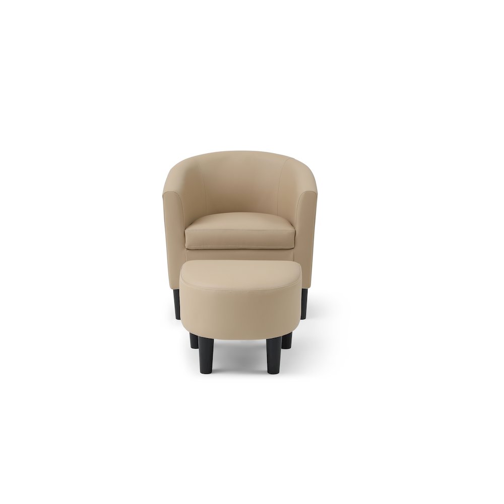 Accent Chair with Ottoman Set, Compact Lounge Chair for Bedroom, Beige. Picture 3