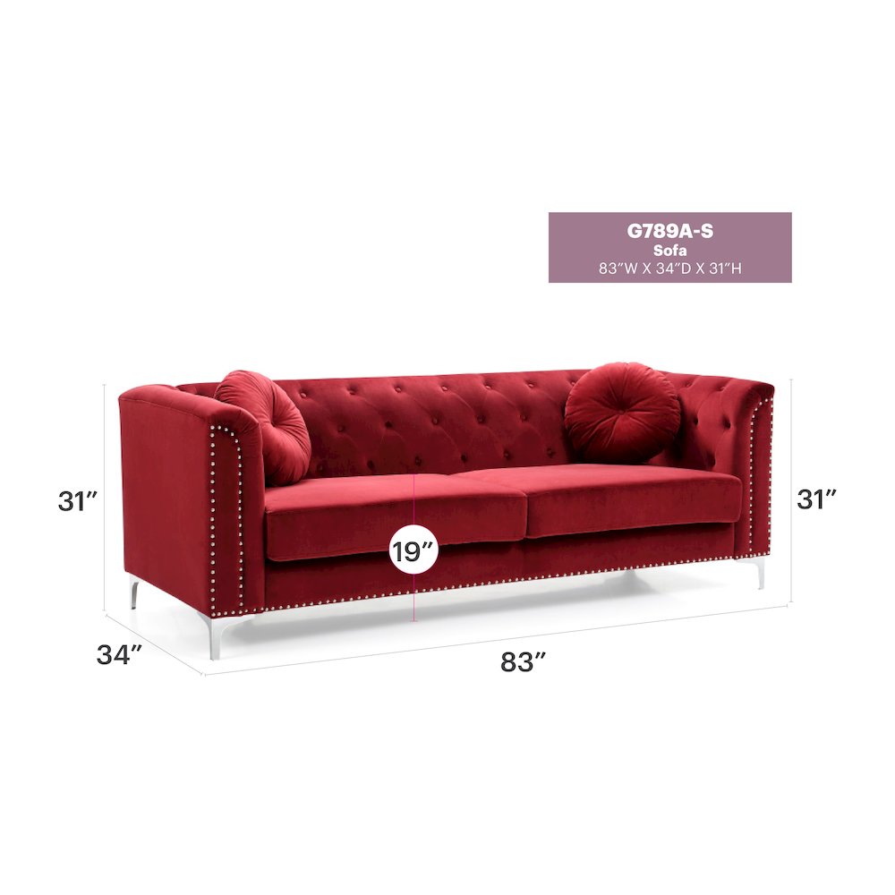 Glory Furniture Pompano Sofa in Burgundy Color. Picture 7