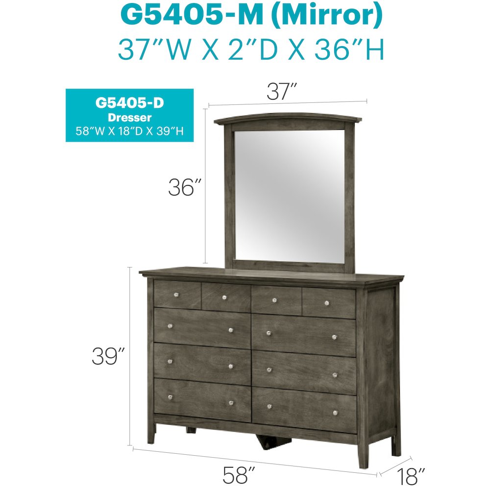 Glory Furniture Hammond Dresser in Gray Color. Picture 8