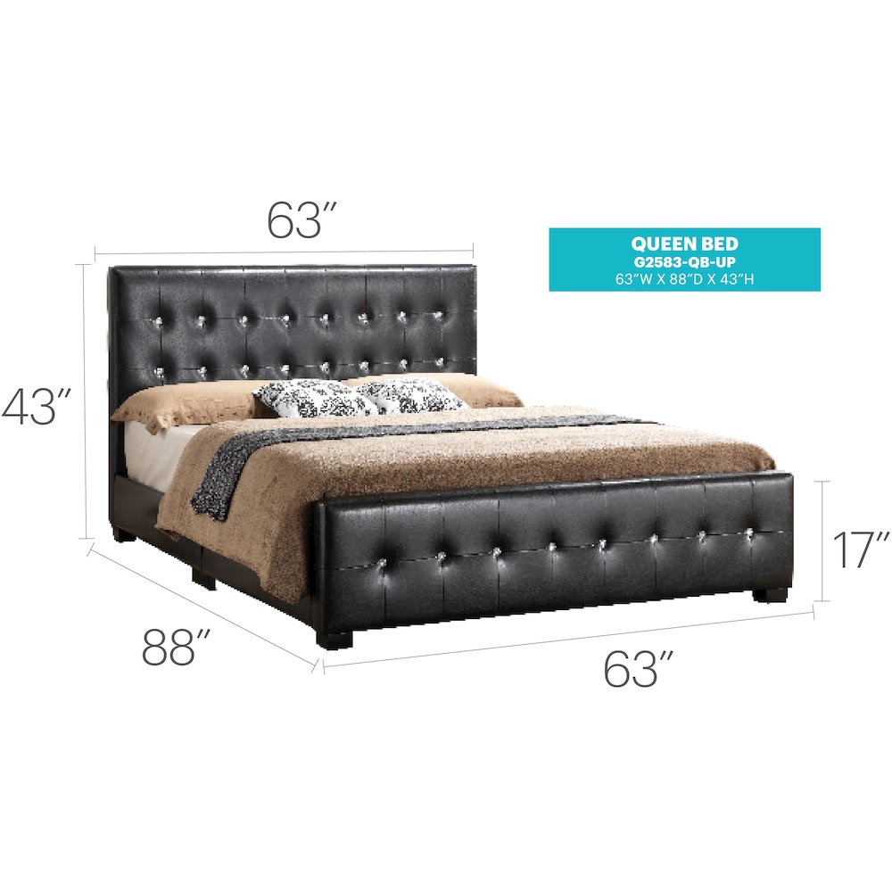 Glory Furniture Diamond Queen Bed in Black Color. Picture 8