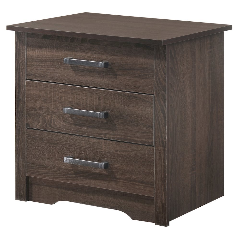 Brown 3 Drawer Nightstand – Tall Wood Nightstand with Ample Storage. Picture 1