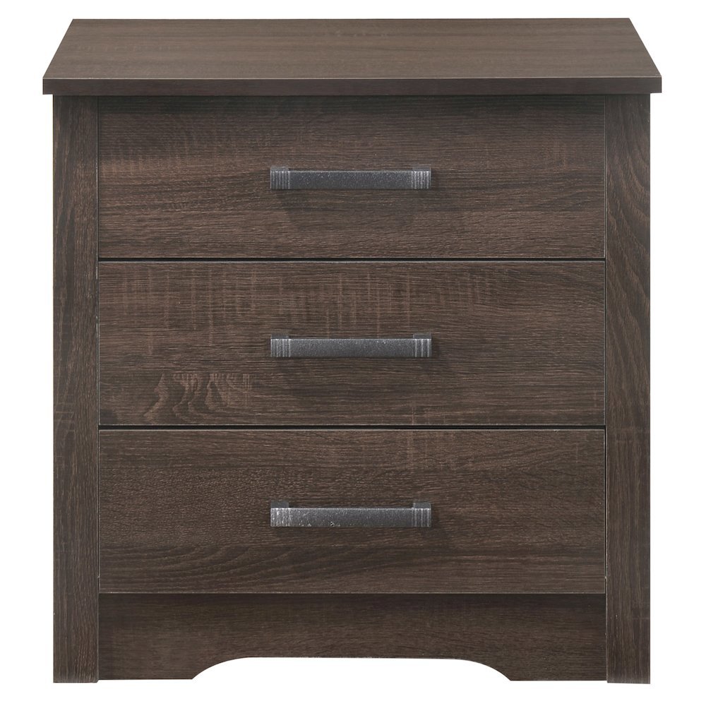 Brown 3 Drawer Nightstand – Tall Wood Nightstand with Ample Storage. Picture 2