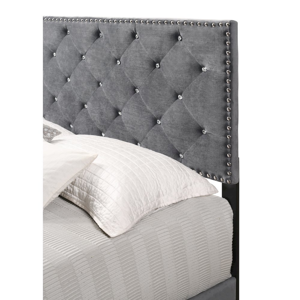Gray Twin Bed with Headboard, Twin Platform Bed Frame for Adults. Picture 6