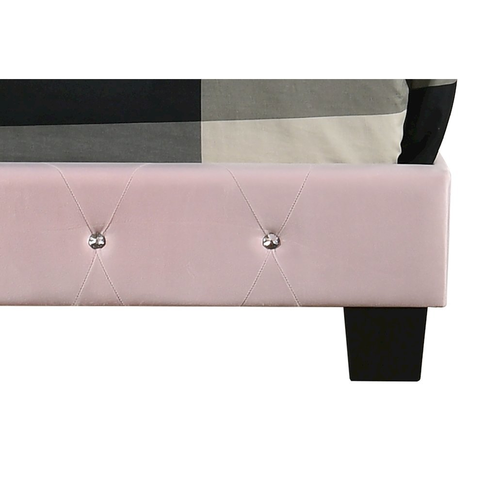 Elegant Pink Queen Bed Frame with Upholstered Headboard Design. Picture 7