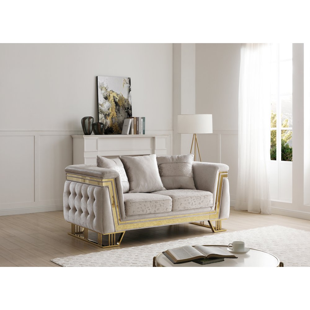 Glory Furniture Rebecca Loveseat , Shiny Silver. Picture 5