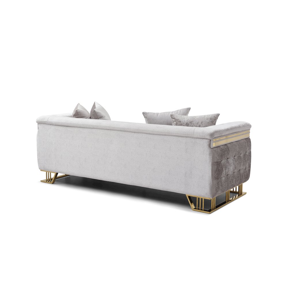 Glory Furniture Rebecca Sofa, Shiny Silver. Picture 4