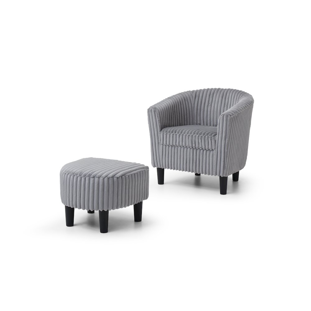 Accent Chair with Ottoman Set, Compact Lounge Chair for Bedroom, Gray. Picture 1