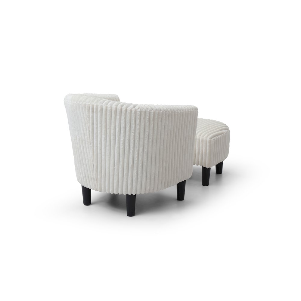Accent Chair with Ottoman Set, Compact Lounge Chair for Bedroom, White. Picture 5