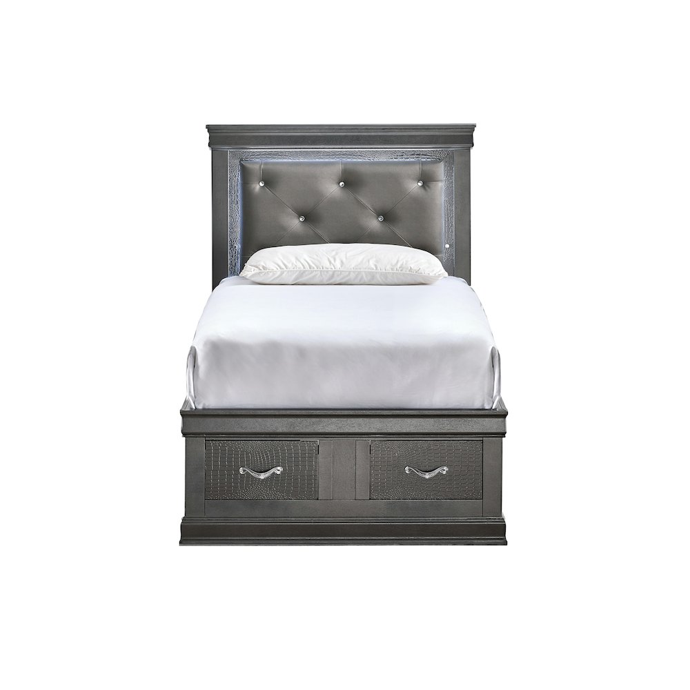 Glory Furniture Lorana Twin Bed, Gunmetal Gray Color. Picture 5