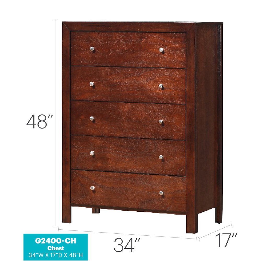 Glory Furniture Burlington Chest in Cherry Color. Picture 8