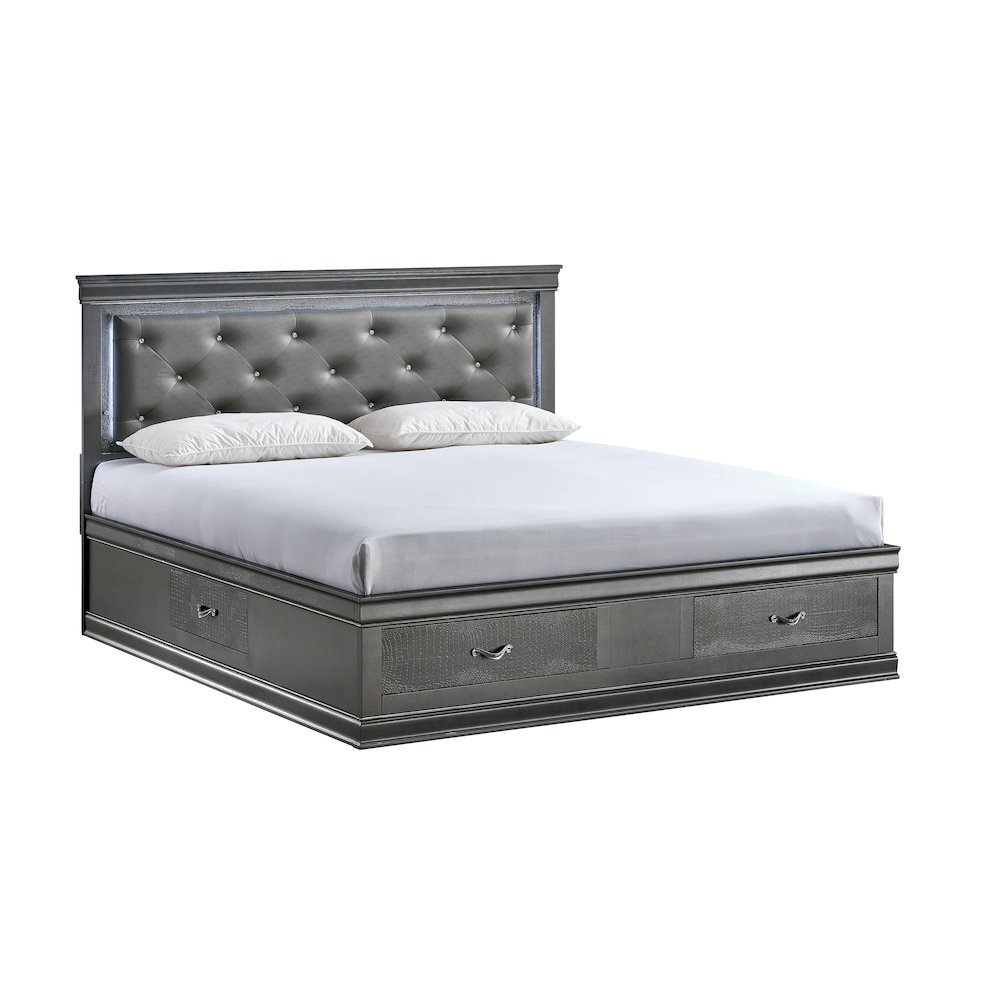 Glory Furniture Lorana Queen Bed, Gunmetal Gray Color. Picture 1