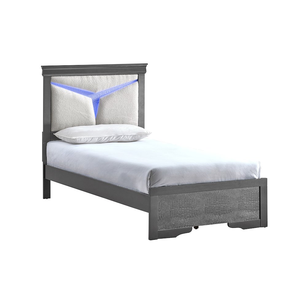 Glory Furniture Lorana Twin Bed, Gunmetal Gray Color. Picture 1