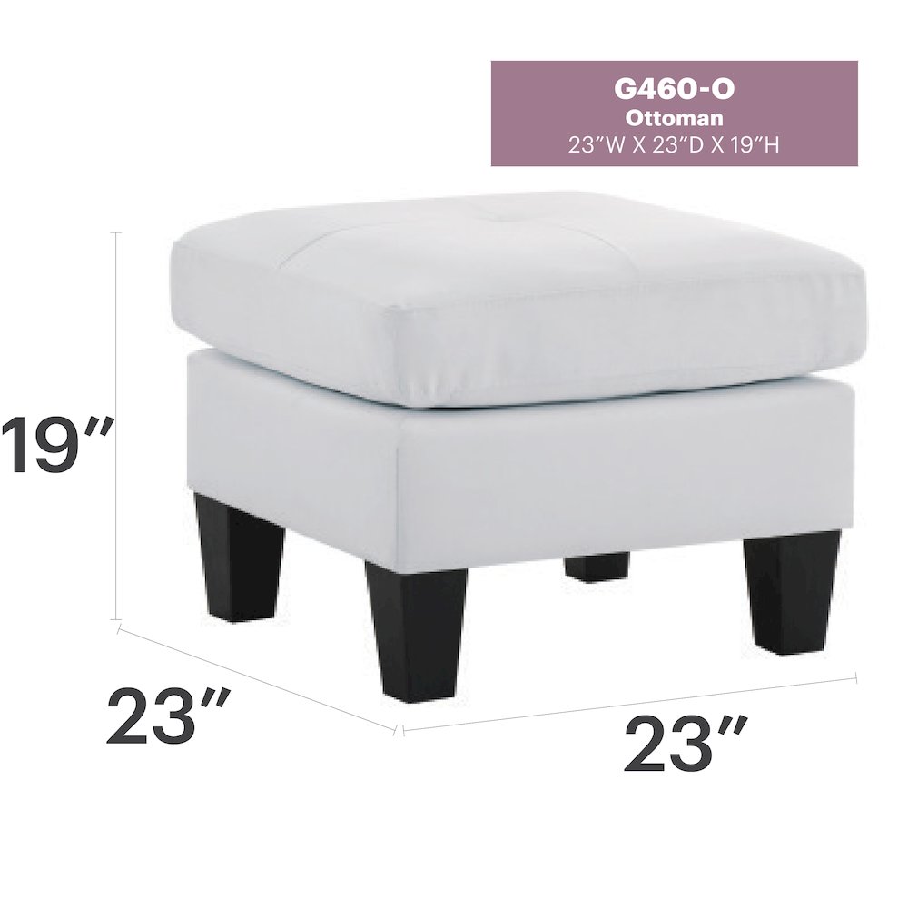 Glory Furniture Newbury Ottoman in White Color. Picture 7