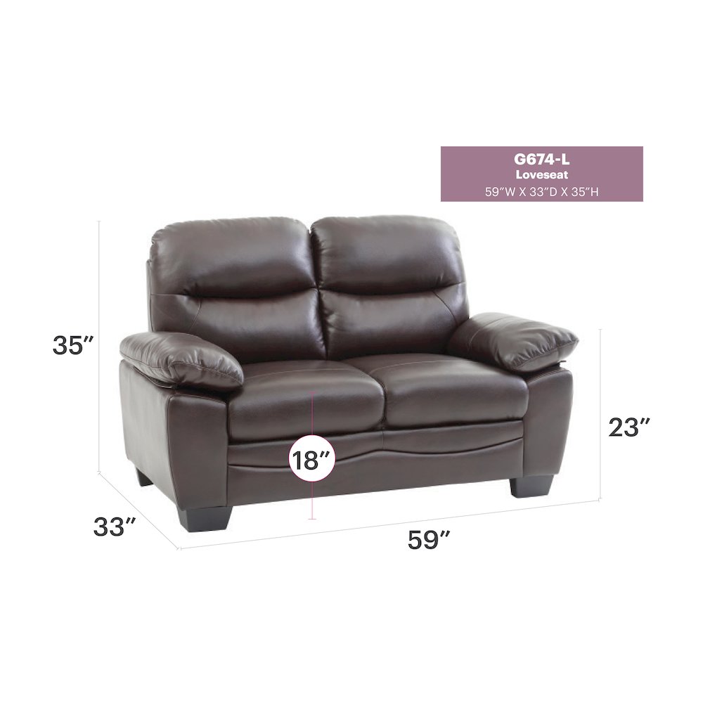 Glory Furniture Marta Loveseat in Dark Brown Color. Picture 7