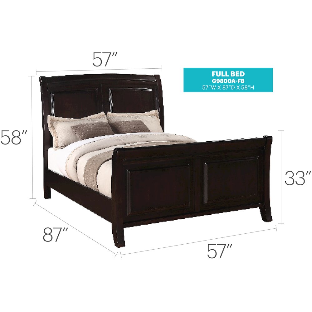 Glory Furniture Ashford Full Bed in Cappuccino Color. Picture 15