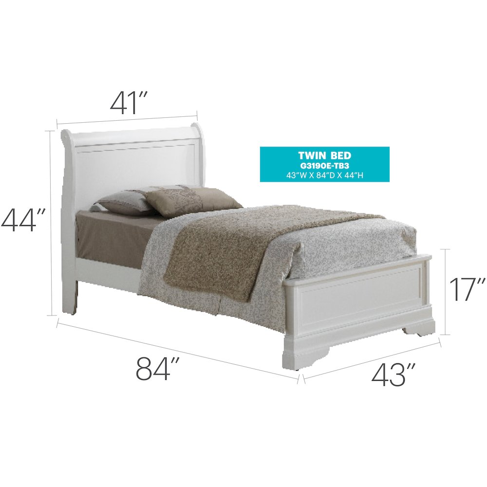 Glory Furniture Louis Phillipe Twin Bed in White Color. Picture 7