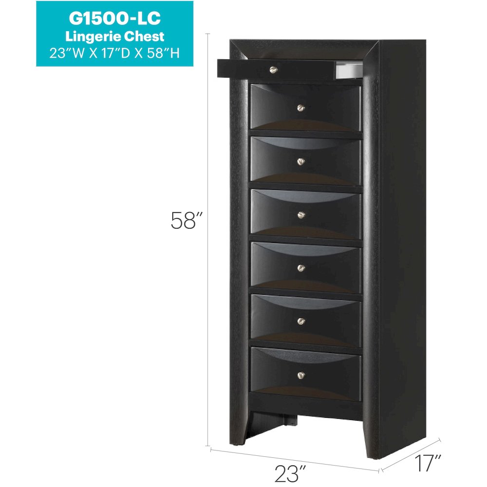 Glory Furniture Marilla Lingerie Chest in Black Color. Picture 8