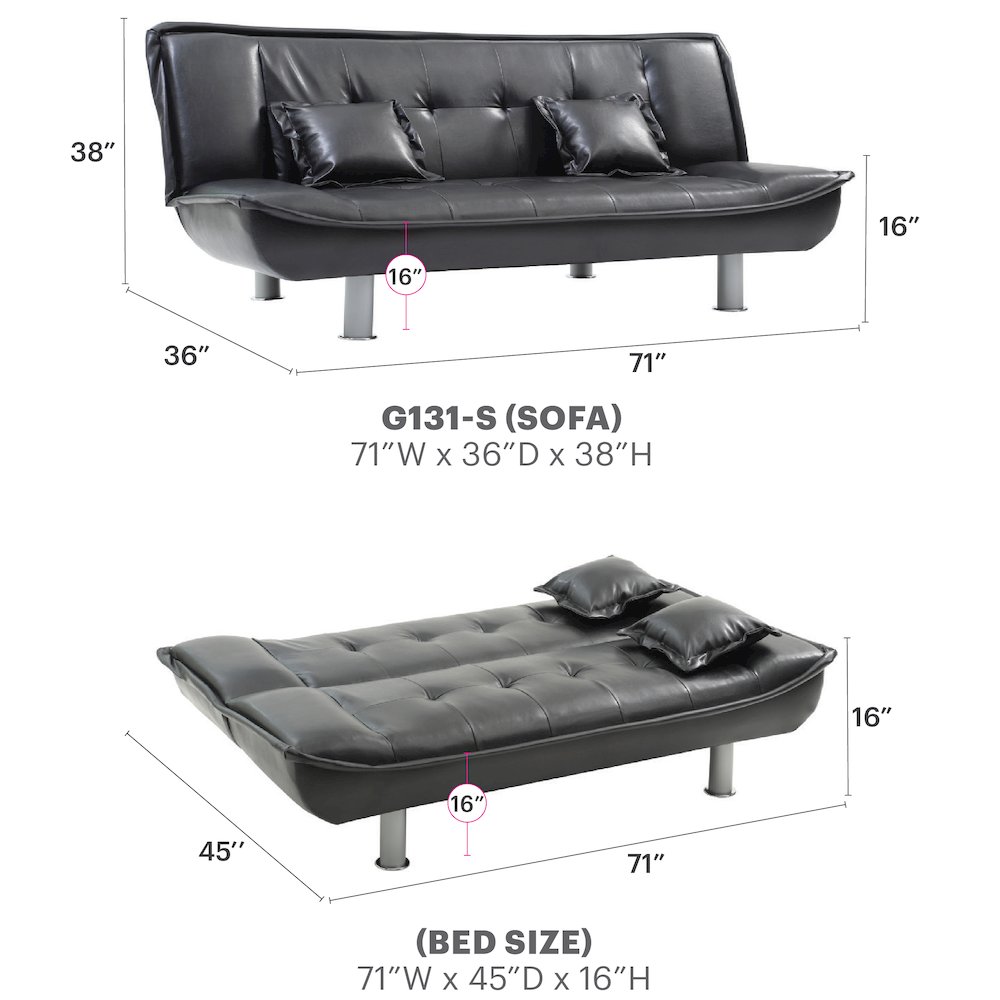 Glory Furniture Lionel Sofa Bed in Black Color. Picture 6
