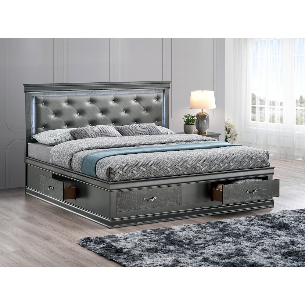 Glory Furniture Lorana Queen Bed, Gunmetal Gray Color. Picture 6