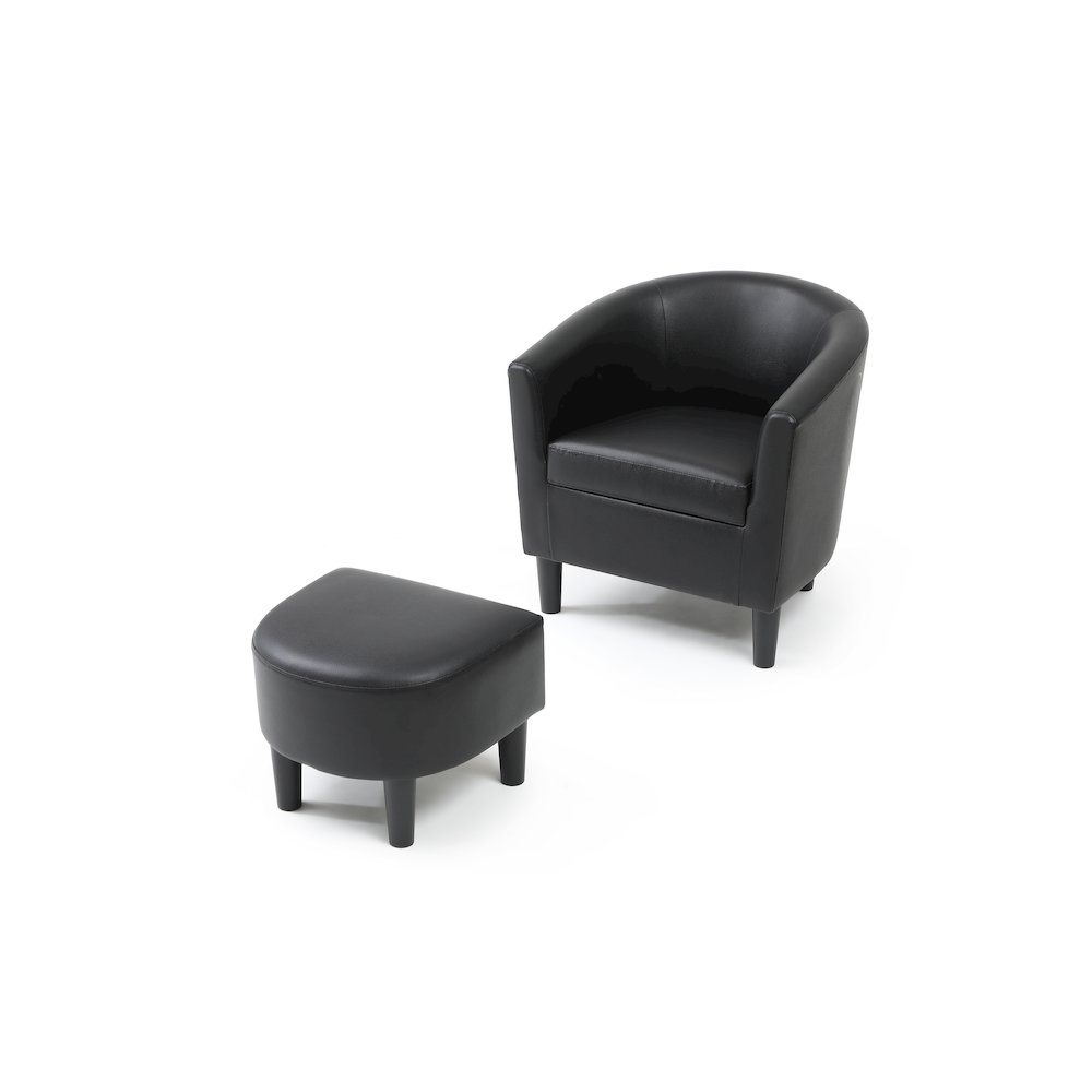 Accent Chair with Ottoman Set, Compact Lounge Chair for Bedroom, Black. Picture 4