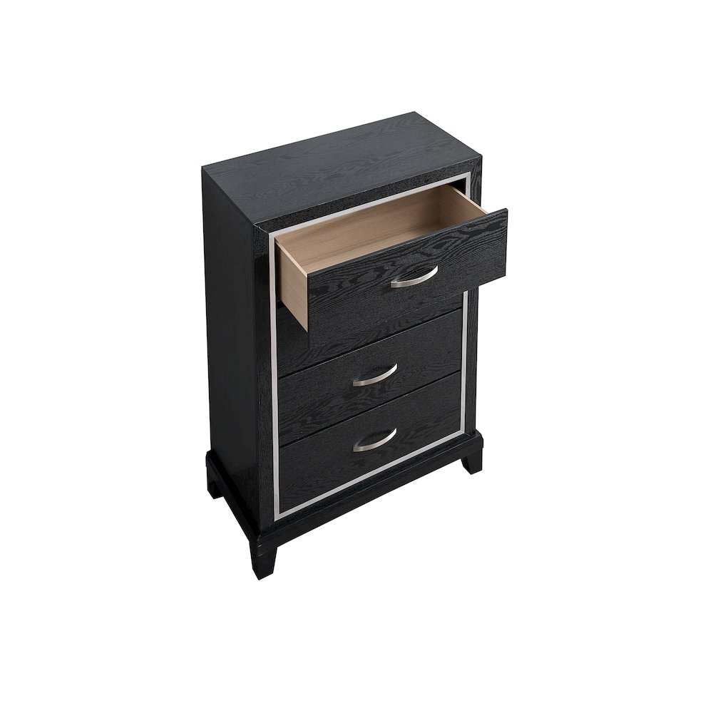 Contemporary Livingston 4 Drawer Chest, Black. Picture 5