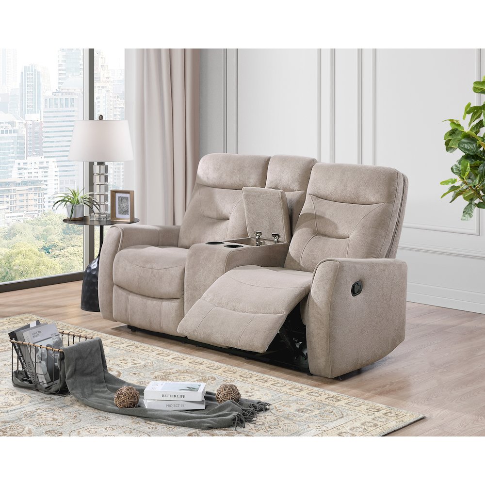 Glory Furniture Paterson Loveseat With Console, Beige. Picture 2