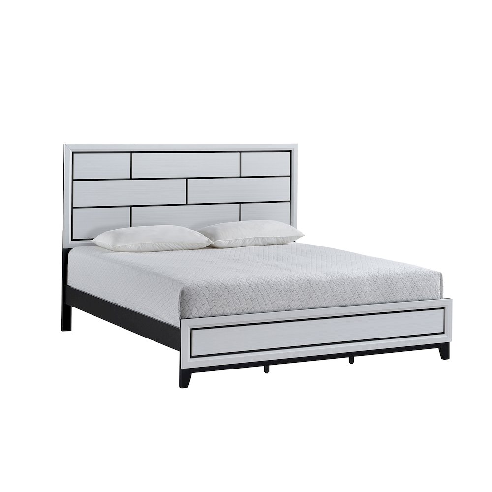 Contemporary Glasgow King Bed ( 2 Boxes) , White. Picture 8
