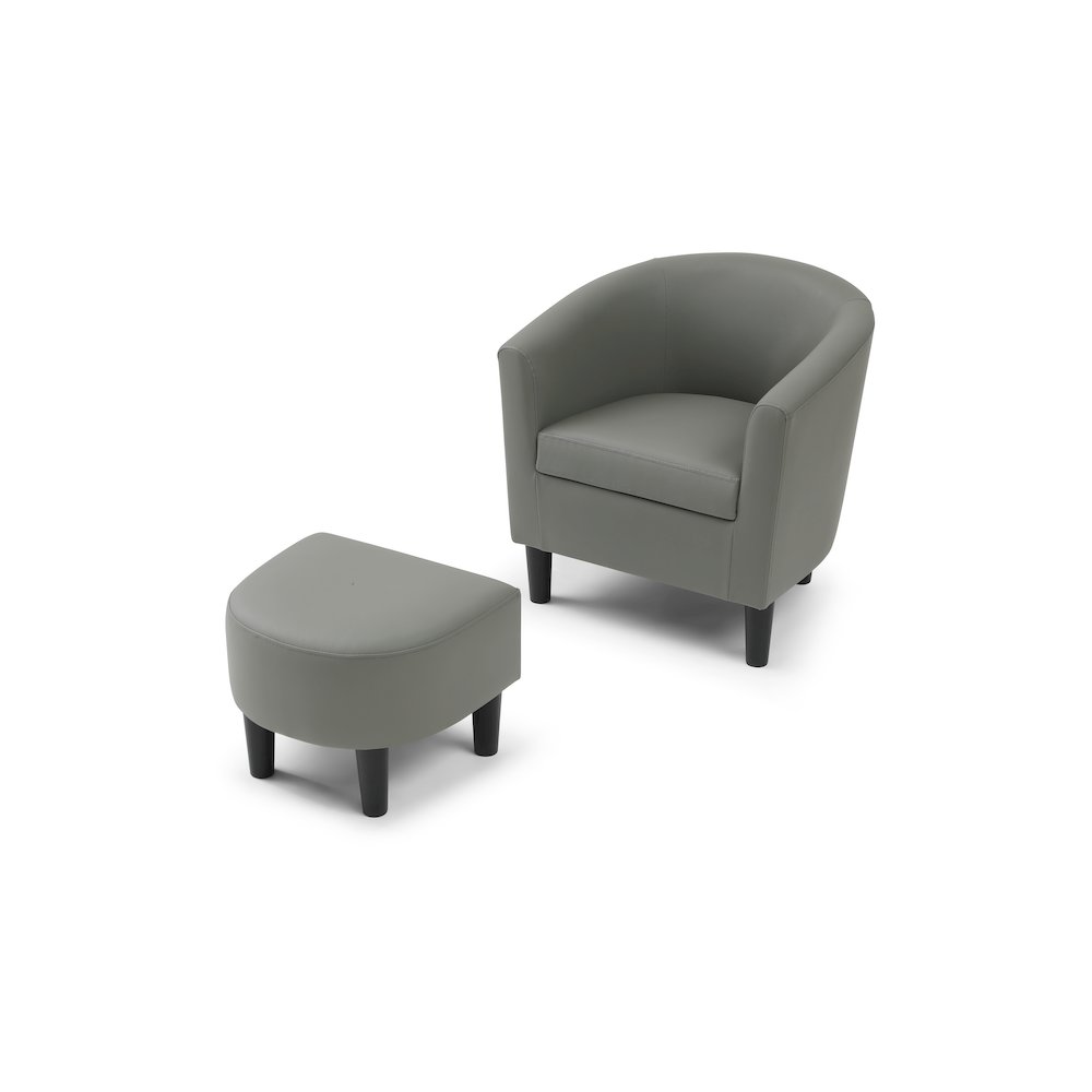 Accent Chair with Ottoman Set, Compact Lounge Chair for Bedroom, Gray. Picture 4