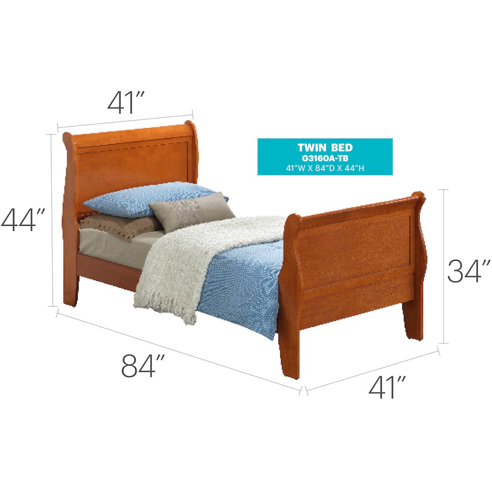 Glory Furniture Louis Phillipe Twin Bed in Oak Color. Picture 7