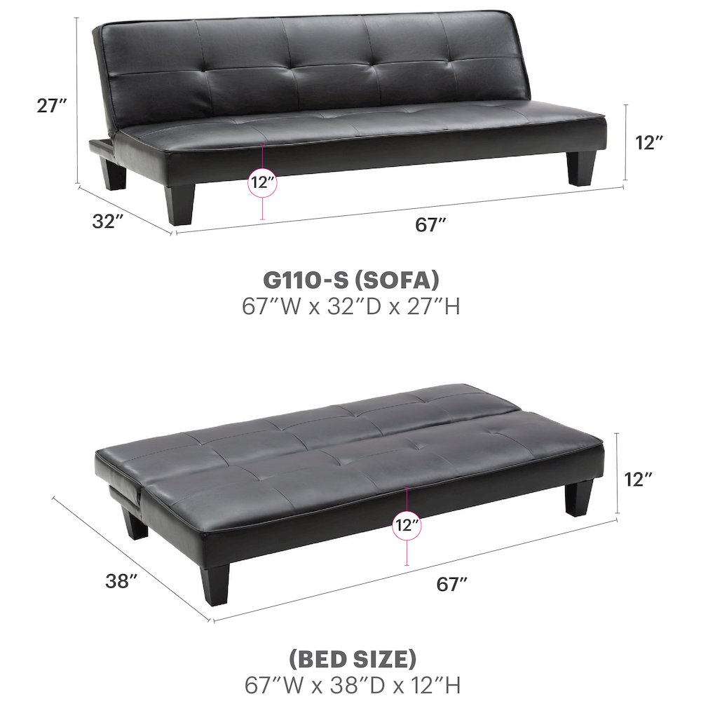 Glory Furniture Alan Sofa Bed in Black Color. Picture 6