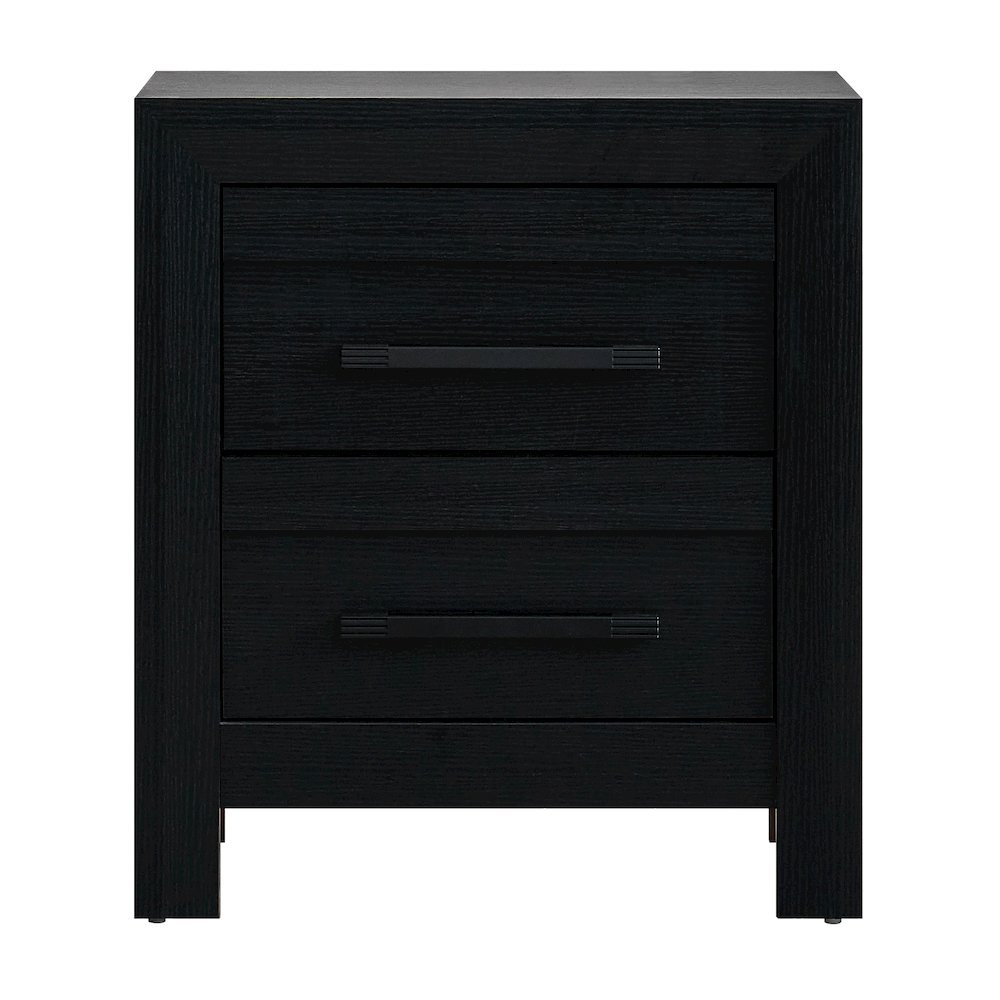 Nightstand with 2 Dovetail Drawers, Fully Assembled Bedside Table Bedroom, Black. Picture 3