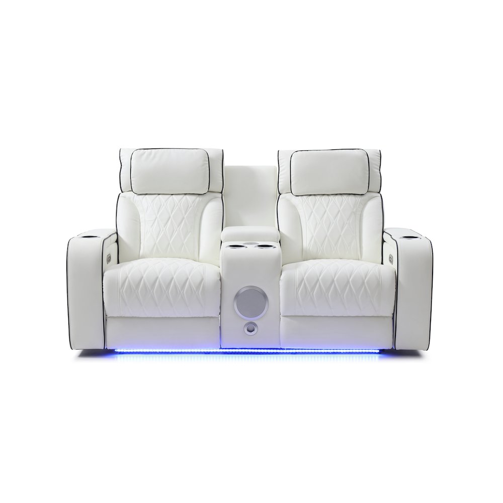 Glory Furniture Lumin Reclining Loveseat, White. Picture 6