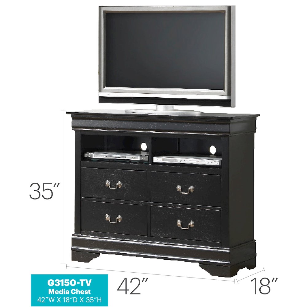 Glory Furniture Louis Phillipe Media Chest in Black Color. Picture 7