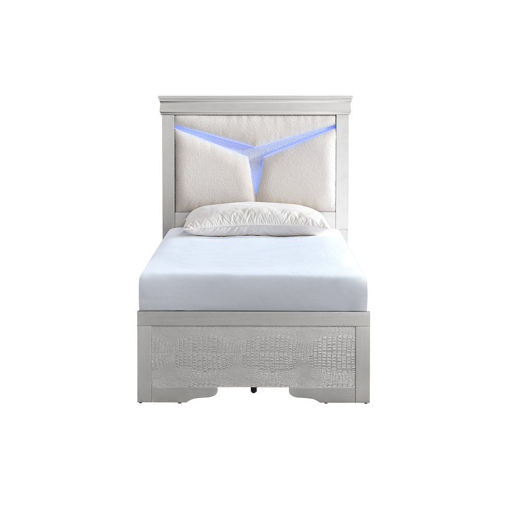 Glory Furniture Lorana Twin Bed, Silver Champagne Color. Picture 4