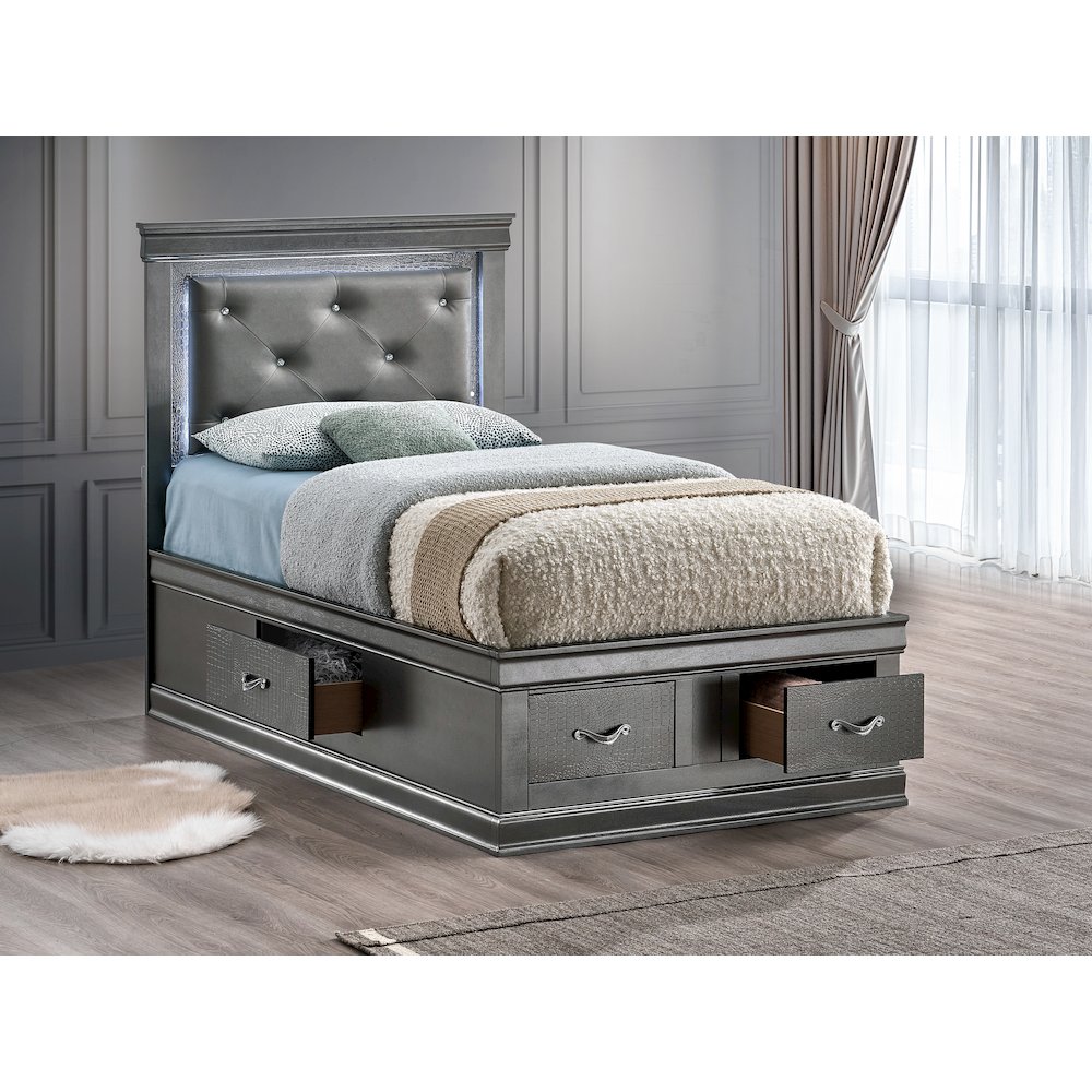 Glory Furniture Lorana Twin Bed, Gunmetal Gray Color. Picture 7