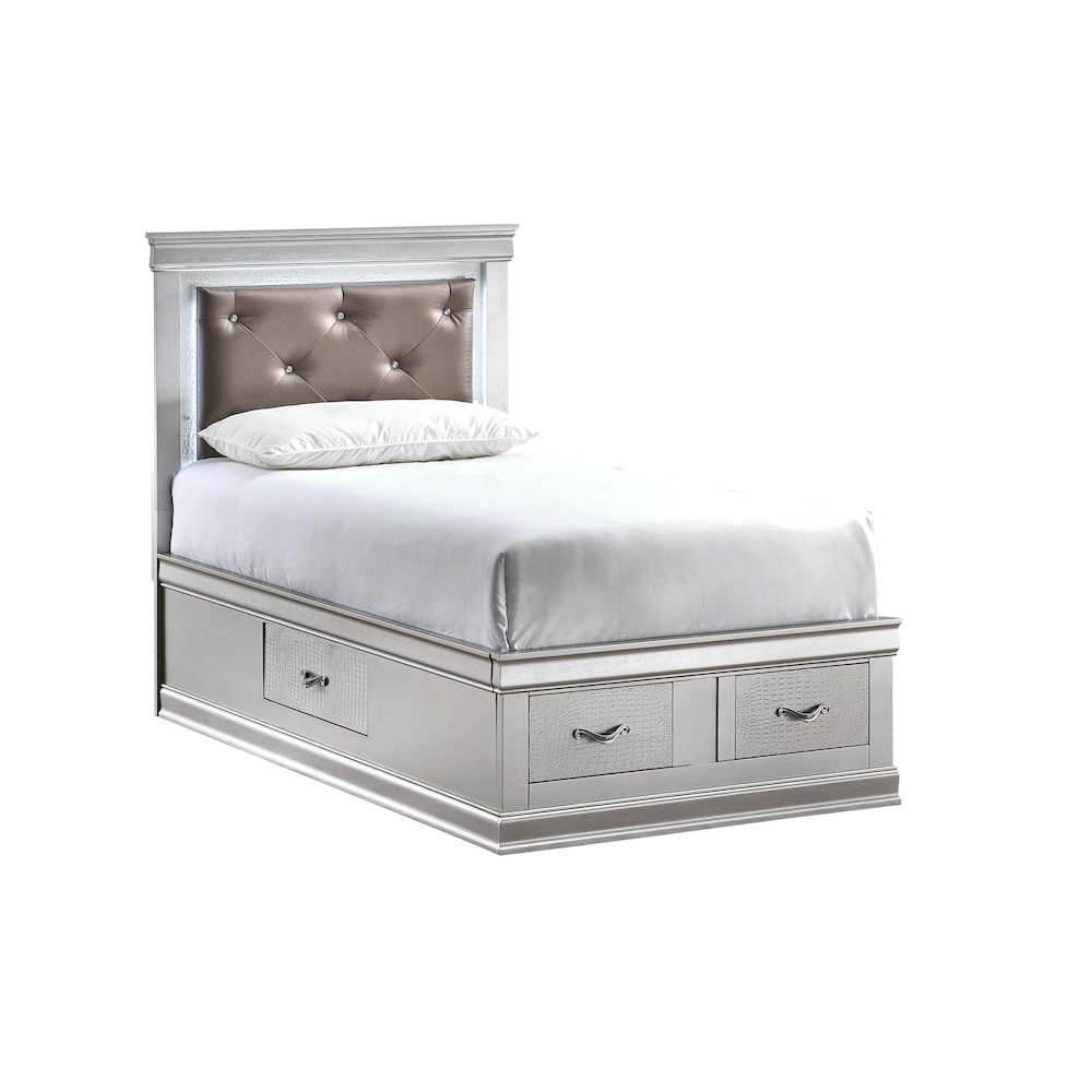 Glory Furniture Lorana Twin Bed, Silver Champagne Color. Picture 1