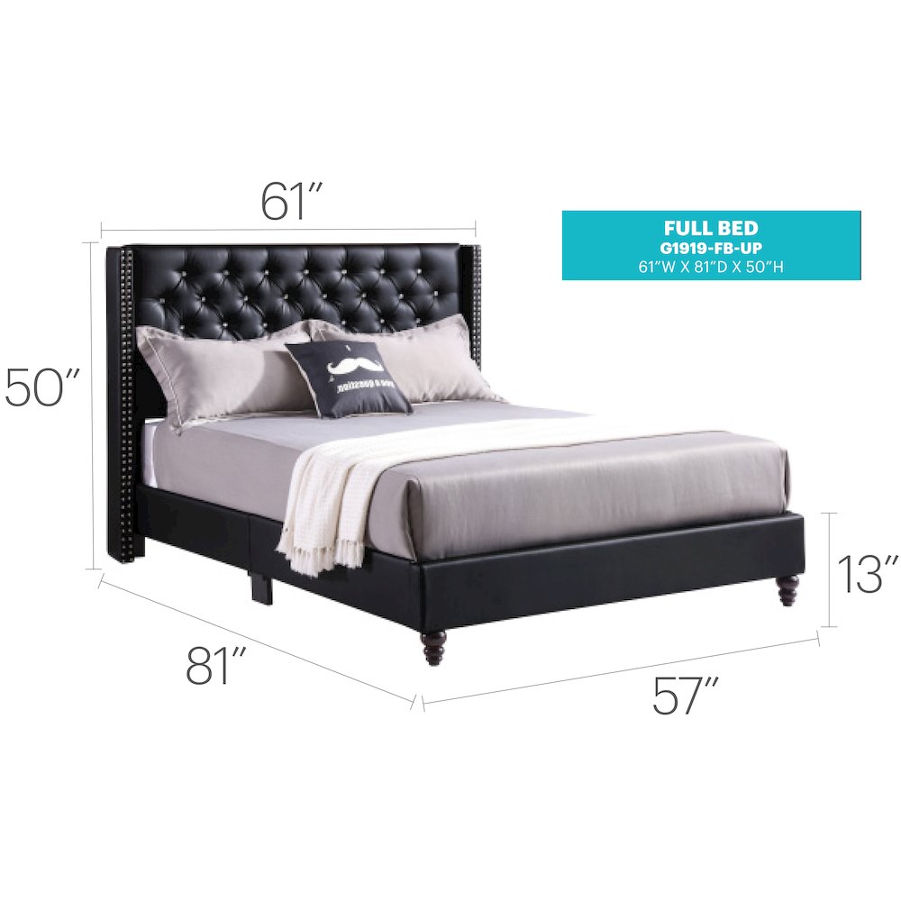 Glory Furniture Julie Full Bed in Black Color. Picture 17